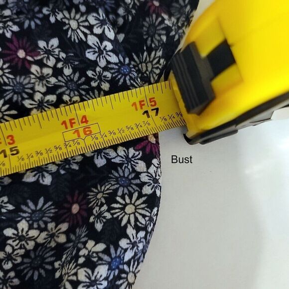 Max Studio Floral Ruffle Purple Blue Midi Dress Size L - Picture 5 of 8